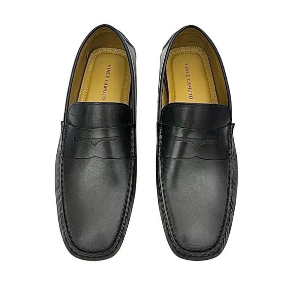 Vince Camuto Black Leather Men’s Driving Moc Pre-Owned EUC Size 14 Medium - Picture 6 of 9